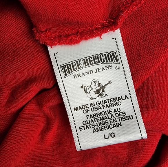 VINTAGE Red True Religion Logo Tee, Men's Large - Picture 7 of 8